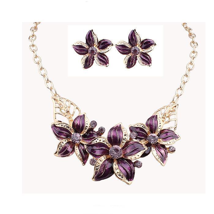 Wholesale Gardenia Oil Painting Necklace Earrings Set